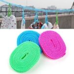 5 Meters Windproof Anti-Slip Clothes Washing Line Drying Nylon Rope with Hooks - Pack of (3)