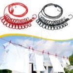 Cloth Drying Rope with Hooks (Pack of 2) Elastic Cloth Hanging Rope for Cloth Drying with 12 Clips Cloth Rope for Drying Clothes for Travel Home Outdoor Kapde Sukhane ki Rassi Wire -Multicolor