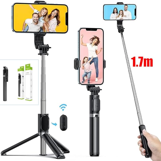 3-in-1 Bluetooth Extendable Selfie Sticks with Tripod Stand with Wireless Remote Compatible with All Phones - Image 11
